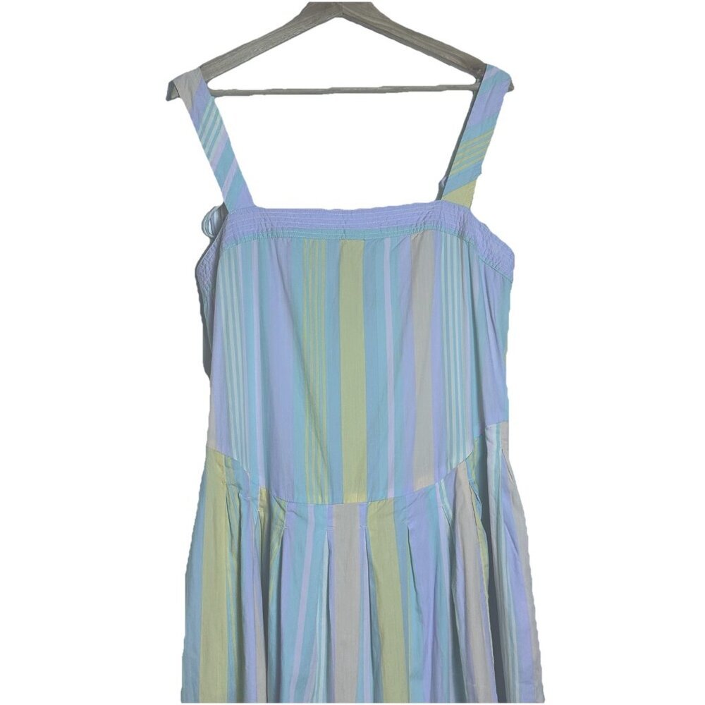Free People Primavera Pastel Combo Stripe Midi Dress Cotton Size M Casual Travel - Picture 6 of 9